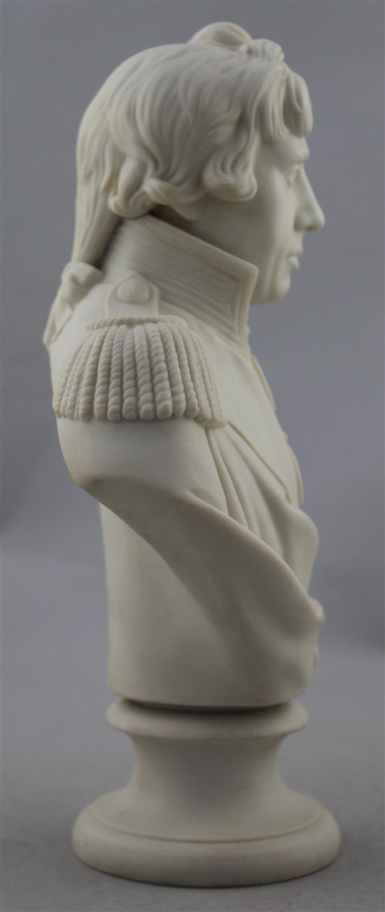 A Copeland Parian bust of Lord Nelson, dated 1873, 31cm., minor faults